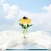 Buquê de Rosa Esmaltada Zibo Mini Arranjo de Flores Artificiais de Vidro Decoração de Mesa Artesanato Presente de Dia dos Namorados
