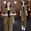 Conjunto de traje profesional talla extra, nueva colección primavera 2026: conjunto de dos piezas, blazer casual holgado y adelgazante y pantalón de pierna ancha