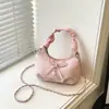 Bolsa Plissada com Laço Estilo Coreano para Mulheres, Bolsa de Ombro Fashionável Estilo Fresco para Jovens Meninas, Bolsa Transversal com Corrente de Estrela e Nuvem para Mulheres