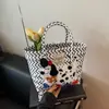 Bolsa tejida de perro salchicha estilo nuevo primavera y verano, bolsa de mano de ratán vintage para regalo, bolso de mano de paja para mujer