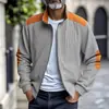 Jaqueta Masculina de Veludo Cotelê Pesada, Solta, Casual Simples, Patchwork Retrô, Gola Alta