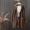 Cardigan de Punto Liso con Capucha de Longitud Media para Mujer, Abrigo Suéter con Botones de Cuerno, Nuevo para Otoño/Invierno 2026