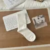 Meias Femininas Cor Sólida Anti-Pilling Alta Elasticidade Primavera Verão Estilo Fino Meias Pós-Parto Preto Puro Branco Absorventes de Suor Meia de Algodão para Chão Meia de Cano Médio