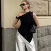 Moda Elegante de Un Hombro de Color Sólido Irregular para Mujer, Chaleco Elegante para el Trabajo, Nueva Moda Transfronteriza Europea y Americana Primavera/Verano 2026