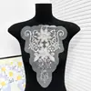 Decoración Hecha a Mano DIY para Cuello de Vestido de Boda Accesorios para Cuello de Ropa Parche de Flor Bordado con Cuentas de Encaje Blanco Cuello Frontal