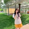 Estilo Americano 2026 Verão Algodão Puro Estilo Campus Divertido Estampa de Desenho Animado Manga Curta Camiseta Marca da Moda Roupa Íntima Top Casual Feminino