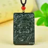 Colgante de Jade Verde Hetian de Xinjiang de Guan Gong para Hombres, Diseño Hueco de Doble Cara, Lealtad y Justicia, Dios de la Riqueza, Transmisión en Vivo, en Stock al por Mayor