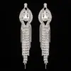 Brincos Personalizados Transfronteiriços com Franjas Longas, Brincos Brilhantes Cravejados com Diamantes, Brincos da Moda Europeia e Americana, Brincos de Noiva E425