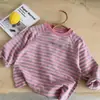 Camiseta de Manga Larga Rayada para Niños Estilo 2026, Camiseta de Jardín de Infancia para Primavera y Otoño, Top Transpirable de Algodón, Moderno