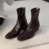 Botas de Moda de Temporada First Encounter con Tacón Grueso y Diseño Delgado para Mujer, Estilo Francés con Cremallera Trasera, Punta Cuadrada, Botas Elegantes y Elásticas