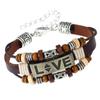 Pulsera punk europea y americana hecha a mano con cuentas de piel de vaca aleación amantes AMOR pulsera de cuero joyería suministro de comercio electrónico transfronterizo
