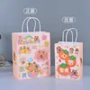 Sacos de Papel Kraft em Estoque com Logo Personalizado para o Festival do Meio Outono e Dia Nacional, Sacolas de Presente, Sacolas de Compras, Sacolas de Embalagem para Levar de Chá de Leite, Feito Sob Medida