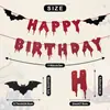 Nueva pancarta de Feliz Cumpleaños de Halloween de murciélago vampiro sangriento roja adecuada para decoración de fiesta de terror familiar