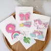 Pinza para el pelo de niños coreana linda rosa con purpurina de cuero, caricatura, unicornio, arcoíris, cubierta de tela, pinza lateral para niña, brillante