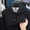 Camisa Polo Masculina de Manga Longa com Gola Lapela 100% Algodão Casual Tops Masculinos Piqué Bordado Camiseta 100% Algodão para Homens