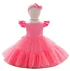 Vestidos de Niña Amazon, Vestidos para Primer Cumpleaños y Bautizo, Vestidos de Princesa al por Mayor, Mangas Cortas Volantes, Vestidos de Malla para Pastel con Adorno para la Cabeza