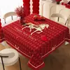 2026 Novo Estilo Toalha de Mesa Impermeável e à Prova de Óleo Sem Lavagem Toalha de Mesa Vermelha de Ano Novo Toque de Alta Qualidade para Ano Novo e Casamento Toalha de Mesa para Mesa de Centro