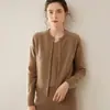 Nuevo Estilo Cardigan de Cachemir de Hilo de Punto para Mujer Engrosado Cremallera Corta Manga de Hombro de Silla Casual Suéter de Punto Holgado Simple