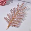 Tiara de Noiva Europeia e Americana, Tiara Macia de Luxo Acessível de Alta Qualidade Dourada Rosa com Diamantes, Acessórios de Headwear para Festas e Performances Dz110