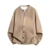 Suéter cárdigan chaqueta estilo minimalista de primavera y otoño 2025 Nuevo suéter de lana de punto grueso para hombre estilo ligeramente maduro