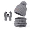 Set de tres piezas de gorro, bufanda y guantes de invierno, moda coreana, gorro de lana tejida, gorro para mujer para exteriores, cálido, con protección para las orejas