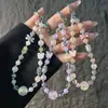 Lindo cordón de teléfono de perlas de cristal con cuentas de estrella de cinco puntas y estrella de mar, correa para la muñeca, accesorio de llavero para cámara CCD