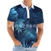 2025 Amazon Verão Masculino Casual Gola Lapela Estampado 3D Manga Curta Camisa Polo Masculina Tamanho Grande Top Havaiano