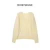 Ropa Zhengqite / "Suéter de Polar con Cuello en V 'Malvavisco'" de Lana y Cachemira Sin Costuras Anti-Pilling
