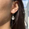Joyería Japonesa y Coreana Pequeña, Exquisita y de Alta Gama Acero Inoxidable Colgante Estrella Gota de Agua Cristal Estilo Frío Alargador de Rostro Hilo para Oreja