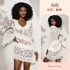 Vestido corto sexy Feiyun de encaje transparente con escote en V pronunciado, mangas con volantes, corte ajustado y diseño que realza la figura, vestido corto formal 1230