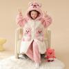Pijama de Flanela com Capuz de Manga Longa para Meninas de Inverno, Capivara Fofa, Roupa de Casa Quente de Veludo Coral para Meninas Grandes