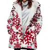 Estilo Europeo y Americano Transfronterizo Más Vendido 2023 Nuevo Abrigo Cortavientos para Mujer Invierno Engrosado con Capucha Estampado de Copo de Nieve 3D Venta al por Mayor