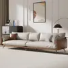 Sofá de Oficina, Tres Plazas de Cuero Genuino Estilo Italiano, Sala de Recepción Simple Business Casual, Juego de Sofá y Mesa de Café para Sala de Estar