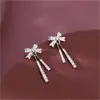 2026 Novos Brincos Femininos da Moda com Borla e Laço Totalmente Cravejados com Zircônias, Pinos em Prata Esterlina S925, Elegantes Acessórios de Orelha para Celebridades da Internet