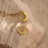 Pendientes Hidráulicos de Acero Inoxidable Martillado Irregular Geométrico, Modernos, Sencillos, de Nicho, Versátiles Clavos para Orejas y Accesorios