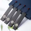 Marcador de libro con Reja de Ventana Incrustada de Ébano, Marcador de libro de Madera de Viento, Talla en Madera con Incrustaciones Doradas, Regalo con Grabado Láser