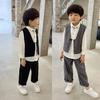 Conjunto Colete 2025 Outono Novo Estilo Coreano Roupa Infantil Colete Infantil Conjunto de 3 Peças Colete + Calça + Conjunto Camisa