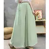 Nuevos Pantalones Casuales Sueltos de Cintura Alta Estilo Chino, Pantalones Largos Adelgazantes Tallas Grandes para Mujer, Pantalones de Pierna Ancha con Caída de Doble Capa para Mujer