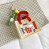 Bolso de Lona para Mujer Bolso Pequeño Moda Portátil Bolso de Mamá Bolso de Mano Bolso Cuadrado Pequeño Bolso para Almuerzo Bolso de Mano Bolso Lonchera