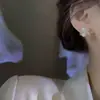 Pendientes de Perla con Microincrustaciones Completas de Diamante para Mujer, Cola de Pez, Gama Alta, Lujo Ligero, Diseño de Nicho, Pendientes Colgantes Traseros, Celebridad de Internet Distintiva