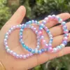 Pulsera Linda Infantil Cuentas de Colores Perlas Degradadas Niñas Perlas de Plástico con Cuentas Pulsera de Cuentas de Colores Venta Caliente Transfronteriza