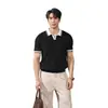 Ropa de Hombre Xintang Primavera/Verano Estilo Americano Camisa Polo de Cuello V Camisa de Punto Estilo Old Money con Cuello Campana Manga Corta Venta al por Mayor