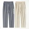 Calça Casual Esportiva ao Ar Livre de Seda Gelada para Homens, Estilo Fino de Verão 2026 Nova Larga Reta Respirável Secagem Rápida Calça Longa