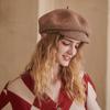 Boina Cálida de Otoño e Invierno Estilo Japonés Combinable Color Sólido Boina de Lana Artística Vintage Gorra Newsboy para Niños