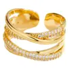 Una Variedad de Anillos Trenzados de Doble Capa de Moda, Diseño de Nicho de Moda Único Estilo Ins, Anillos Trenzados Famosos de Internet con Diamantes Completos