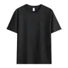 Camiseta 100% Algodão 210g Verão Novo Estilo Ombro Caído Cor Sólida Modelagem Solta Unissex Gola Redonda Manga Curta Camisa Básica Atacado
