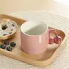 Taza de gran capacidad personalizada de fábrica con rayas verticales, taza de cerámica para oficina, taza de leche y café de alta apariencia