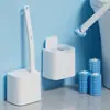 Set de escobilla de baño desechable con apertura automática de tapa, montado en la pared, sin taladro, sin contacto, escobilla de baño desechable disponible para venta al por mayor