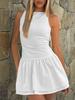 Di Yun Vestido Corto Elegante de Color Sólido Estilo Europeo y Americano Transfronterizo Ropa para Mujer Primavera/Verano 2026 Sitio Independiente de Amazon
