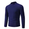 Suéter Básico de Color Sólido de Cuello Alto Medio para Hombre Otoño e Invierno, Suéter de Punto Delgado Casual Ajustado para Hombres Jóvenes